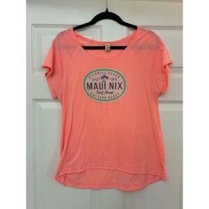 Maui Nix Surf Shop Daytona Beach T-Shirt Womens Medium Coral Pink